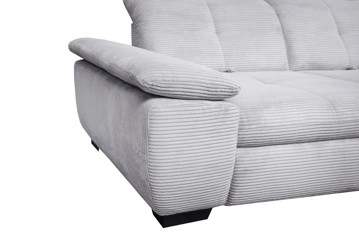 ECKSOFA in Cord Hellgrau  242/313 cm  - Hellgrau/Schwarz, Design, Textil/Metall (242/313cm) - Xora