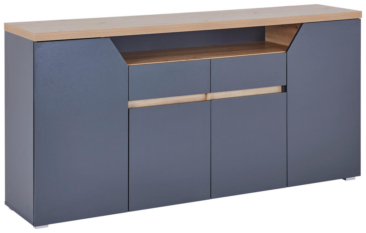 KOMODA, antracit, hrast artisan  - bela/antracit, Moderno, leseni material (180,5/91,6/40cm) - MID.YOU