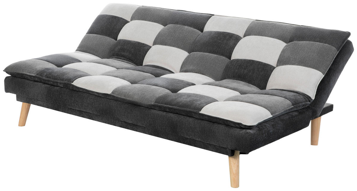 SCHLAFSOFA Chenille Grau, Schwarz, Weiß  - Schwarz/Naturfarben, Design, Holz/Textil (180/77/91cm) - MID.YOU