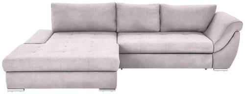 ECKSOFA Rosa Flachgewebe  - Silberfarben/Rosa, Design, Textil/Metall (174/306cm) - Carryhome