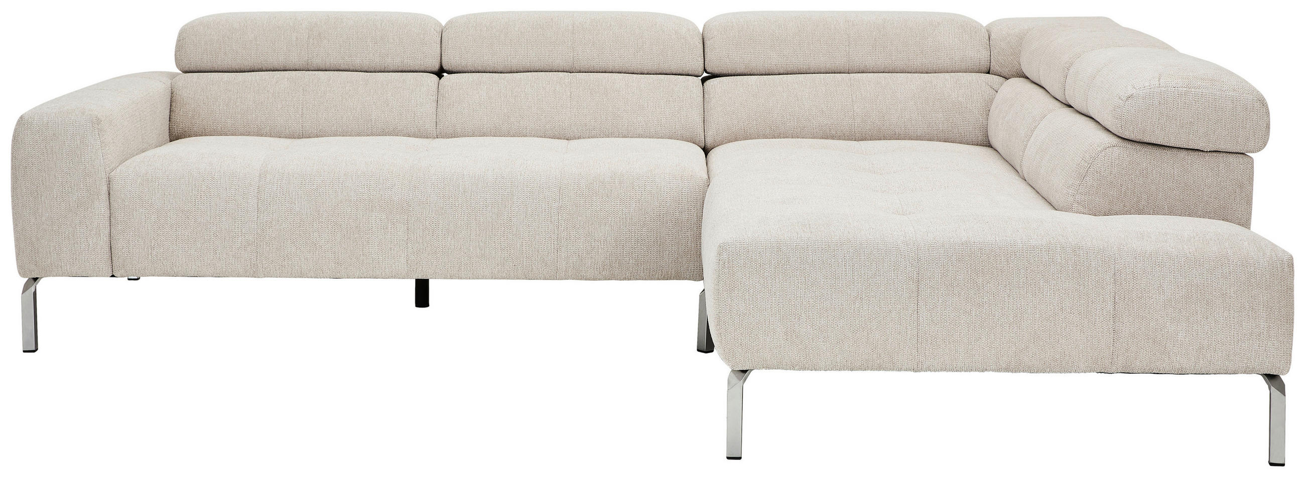 ECKSOFA Naturfarben Flachgewebe  - Chromfarben/Naturfarben, KONVENTIONELL, Textil/Metall (282/224cm) - Hom`in