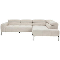 ECKSOFA Naturfarben Flachgewebe  - Chromfarben/Naturfarben, KONVENTIONELL, Textil/Metall (282/224cm) - Hom`in