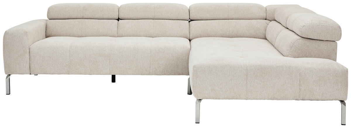 ECKSOFA Naturfarben Flachgewebe  - Chromfarben/Naturfarben, KONVENTIONELL, Textil/Metall (282/224cm) - Hom`in