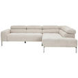 ECKSOFA Naturfarben Flachgewebe  - Chromfarben/Naturfarben, KONVENTIONELL, Textil/Metall (282/224cm) - Hom`in