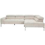 ECKSOFA Naturfarben Flachgewebe  - Chromfarben/Naturfarben, KONVENTIONELL, Textil/Metall (282/224cm) - Hom`in