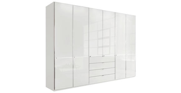 KLEIDERSCHRANK 300/216/62 cm,  in Weiß, 6-türig  - Chromfarben/Weiß, Design, Glas/Holzwerkstoff (300/216/62cm) - Novel