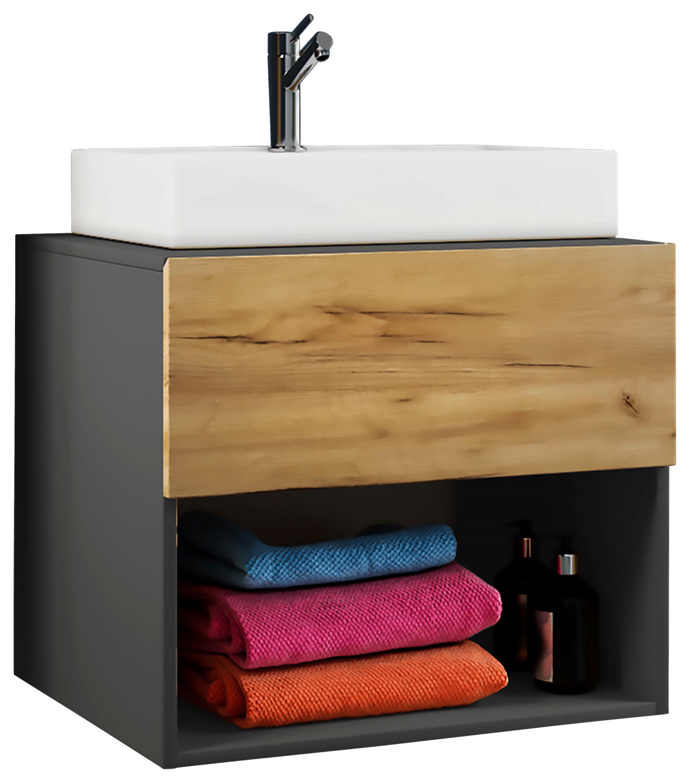 WASCHTISCHKOMBI 60 cm  - Honigeiche/Eichefarben, MODERN, Keramik/Holzwerkstoff (60cm) - MID.YOU