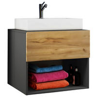 WASCHTISCHKOMBI 60 cm  - Honigeiche/Eichefarben, MODERN, Keramik/Holzwerkstoff (60cm) - MID.YOU