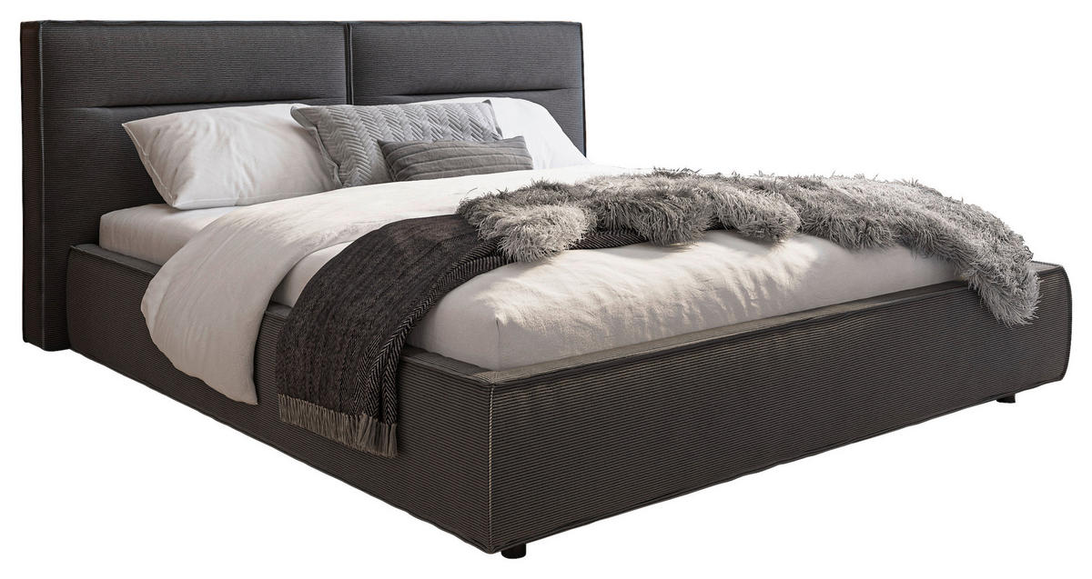 POLSTERBETT 180/200 cm  in Anthrazit  - Anthrazit/Schwarz, Design, Kunststoff/Textil (180/200cm) - Lomoco