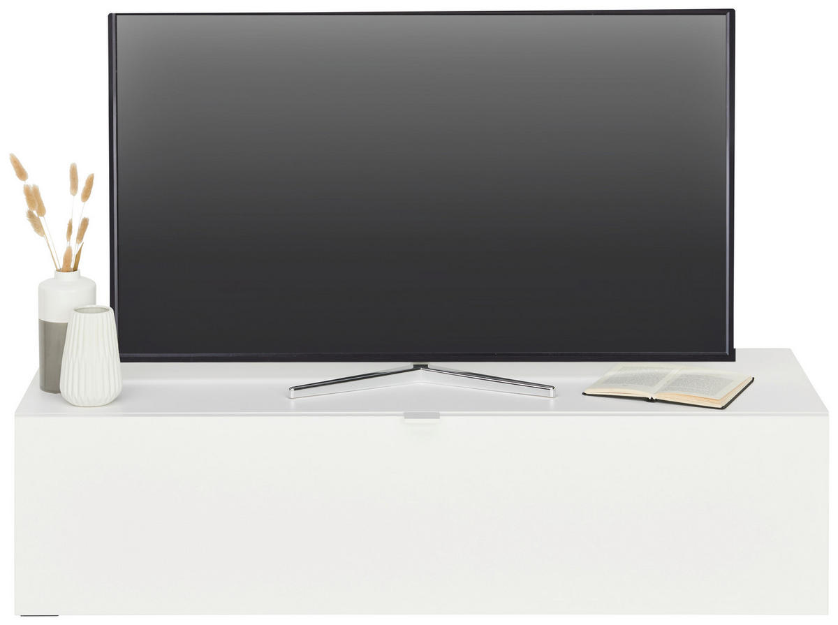 TV-ELEMENT Holzwerkstoff Weiß  - Schwarz/Weiß, Design, Holzwerkstoff/Kunststoff (120/31/40cm) - Ti'me