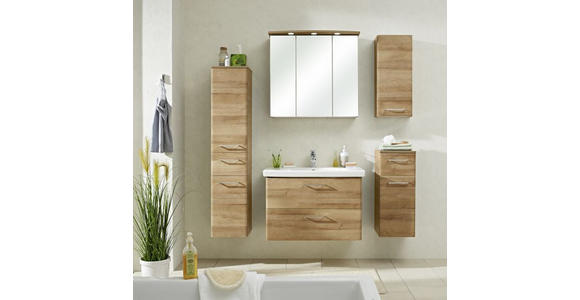 MIDISCHRANK 30/142/33 cm  - Chromfarben/Eichefarben, KONVENTIONELL, Glas/Holzwerkstoff (30/142/33cm) - Xora