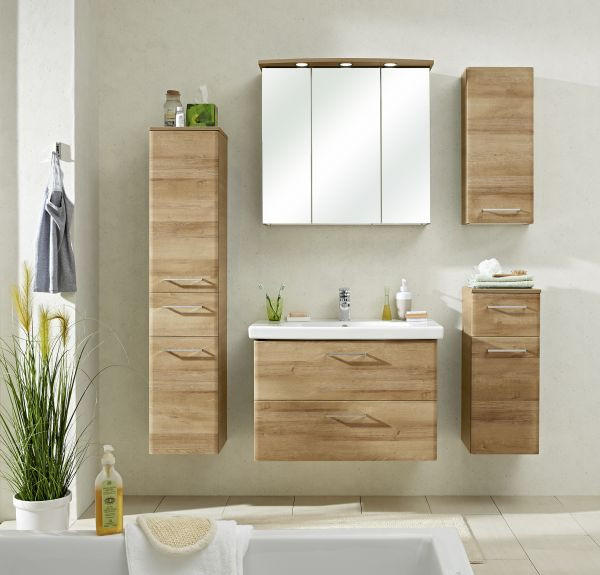 VISEĆI ELEMENT  boje hrasta  - boje hrasta/boje kroma, Konvencionalno, staklo/drvni materijal (30/70/20cm) - Xora