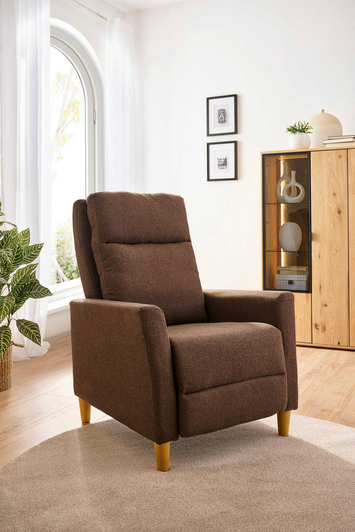 TV-FOTEL - barna/natúr, Design, műanyag/textil (72,5/106-82/89-160cm) - Carryhome