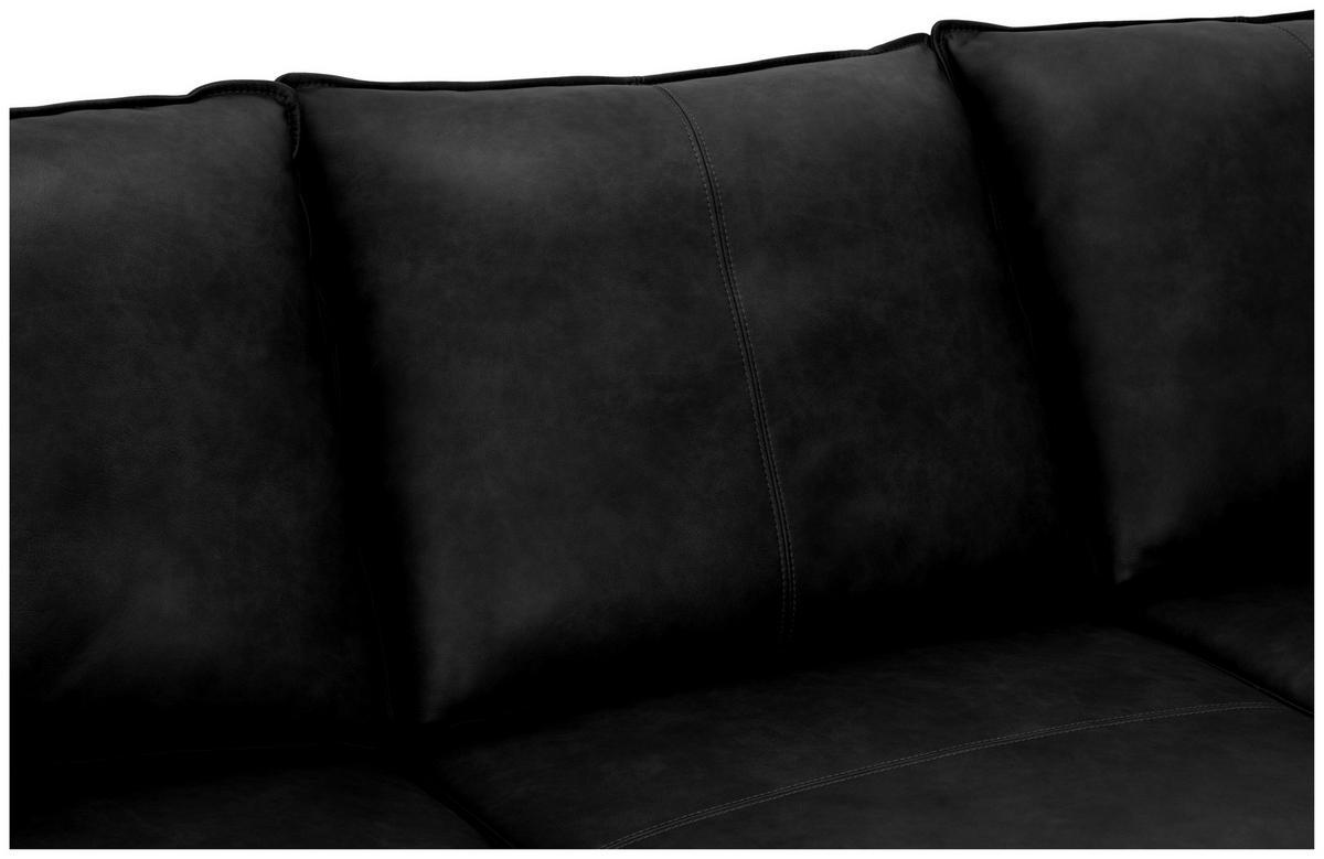 ECKSOFA in Echtleder Schwarz  233/153 cm  - Schwarz, Design, Leder/Textil (233/153cm) - Livetastic