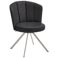 STUHL Mikrofaser Schwarz, Edelstahlfarben  - Edelstahlfarben/Schwarz, Design, Textil/Metall (62/83/64cm) - Venjakob