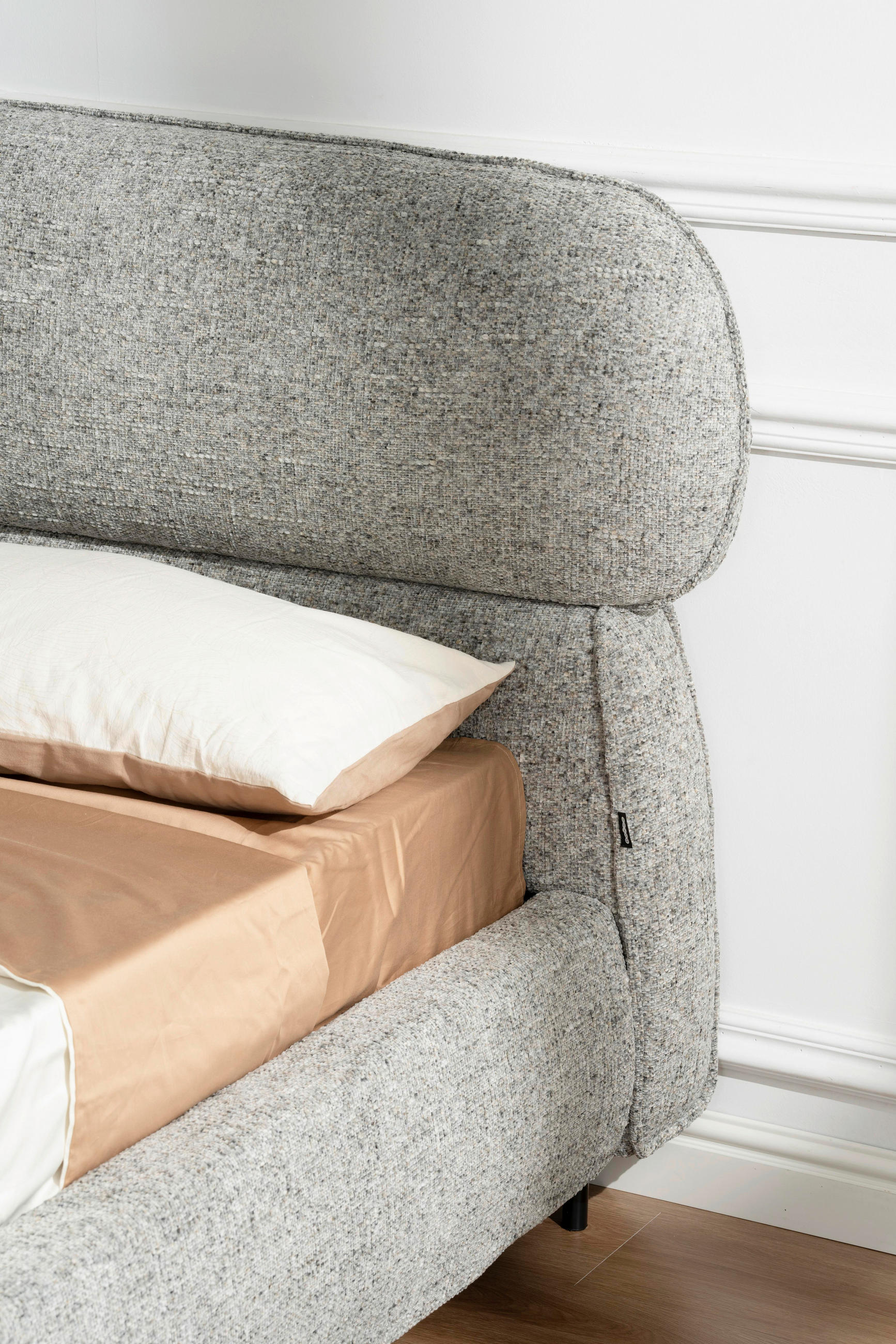 POLSTERBETT gepolstertes Kopfteil, Lattenrost 140/200 cm  in Grau  - Eichefarben/Schwarz, Design, Holz/Textil (140/200cm) - Boxxx