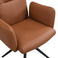 ARMLEHNSTUHL  Sitzfläche 360° drehbar, automatische Rückholfunktion  Echtleder  - Cognac/Schwarz, Trend, Leder/Metall (63/89/62cm) - Novel