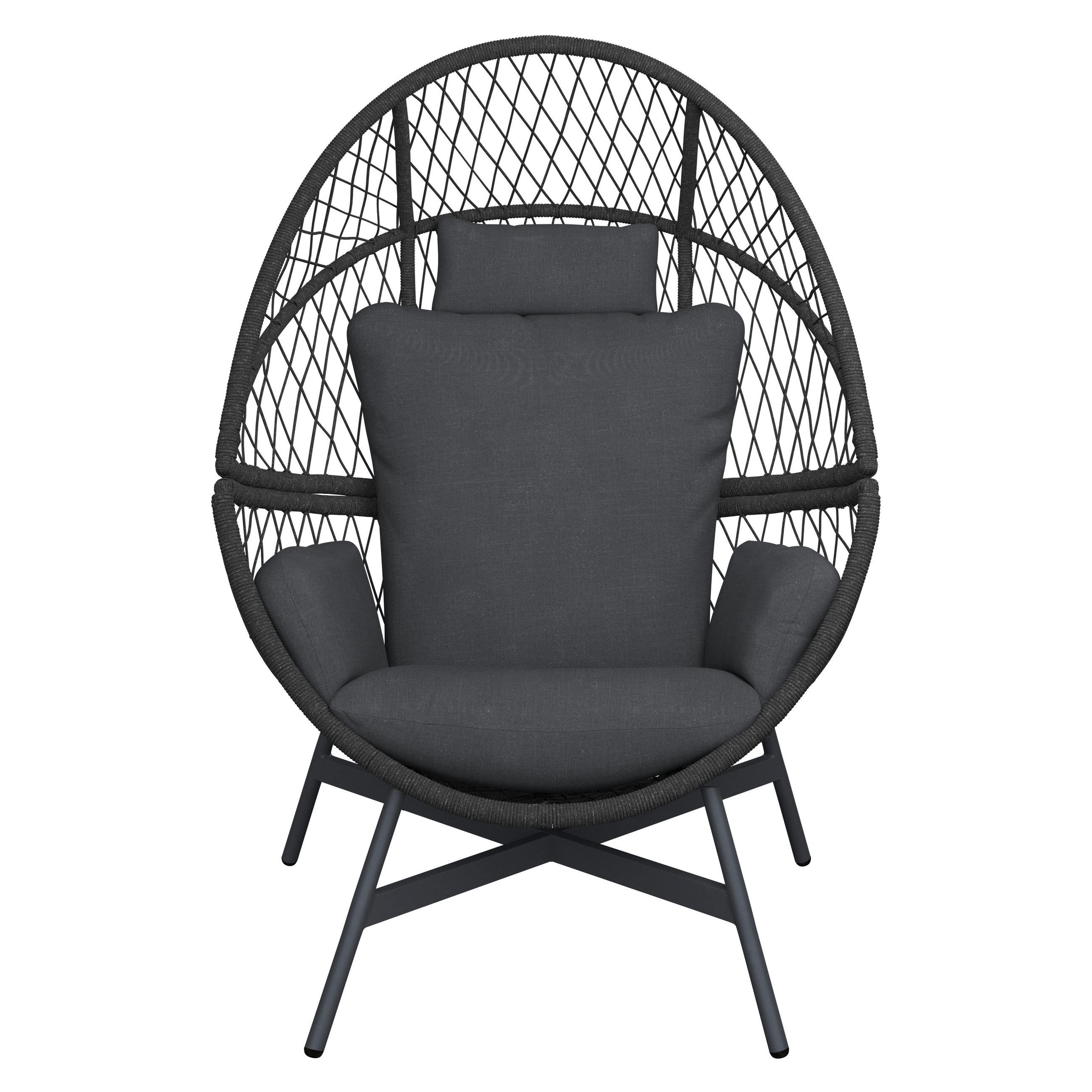 LOUNGESESSEL Schwarz, Dunkelgrau Aluminium  - Dunkelgrau/Schwarz, Design, Textil/Metall (100/99/139,5cm) - Amatio