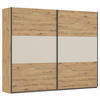 SCHWEBETÜRENSCHRANK in Alufarben, Eiche Artisan, Champagner  - Champagner/Alufarben, Modern, Holzwerkstoff/Metall (261/210/59cm) - Rauch Möbel