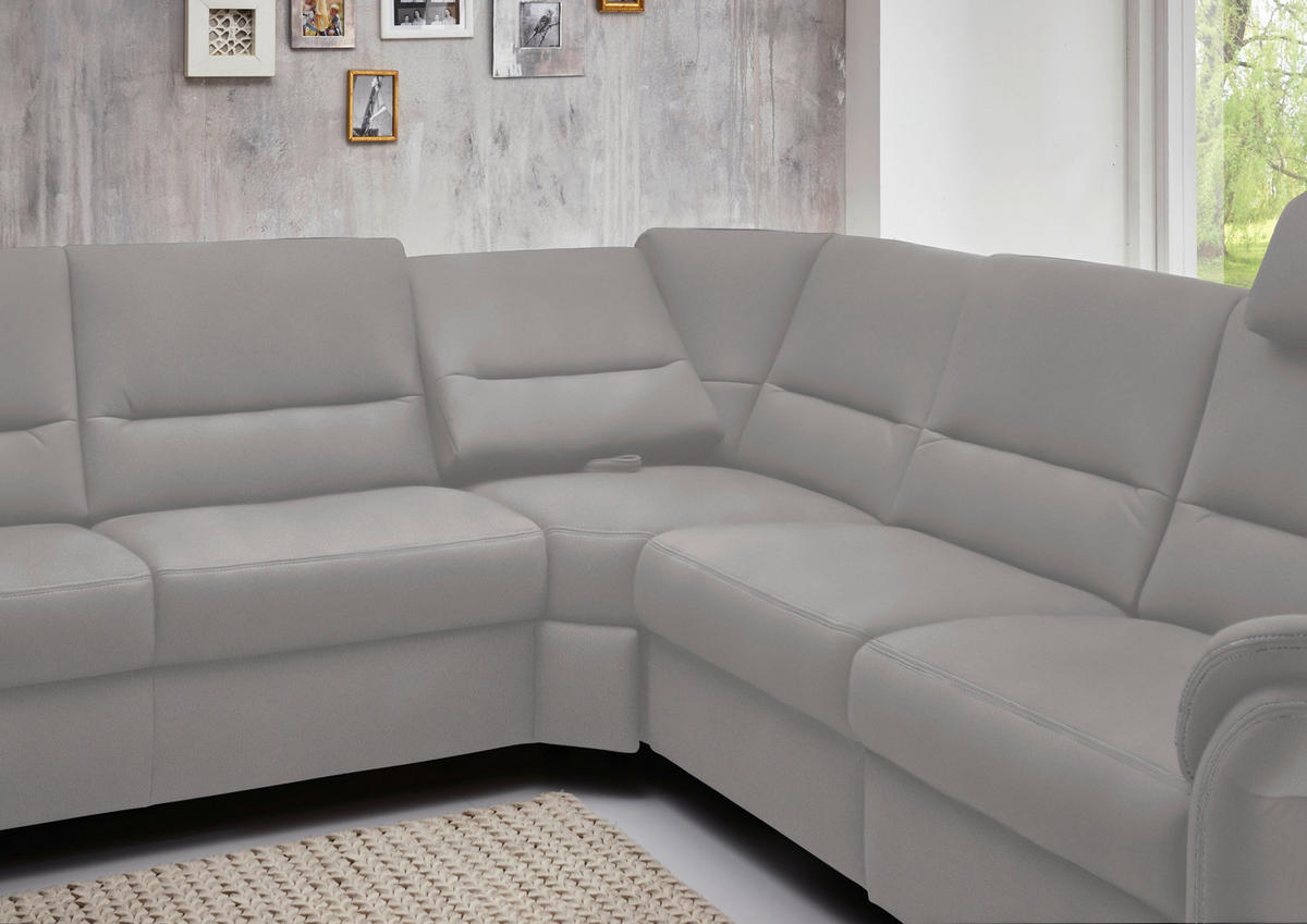 WOHNLANDSCHAFT in Mikrofaser Ecru  - Ecru/Alufarben, Konventionell, Textil/Metall (173/330/262cm) - Beldomo System