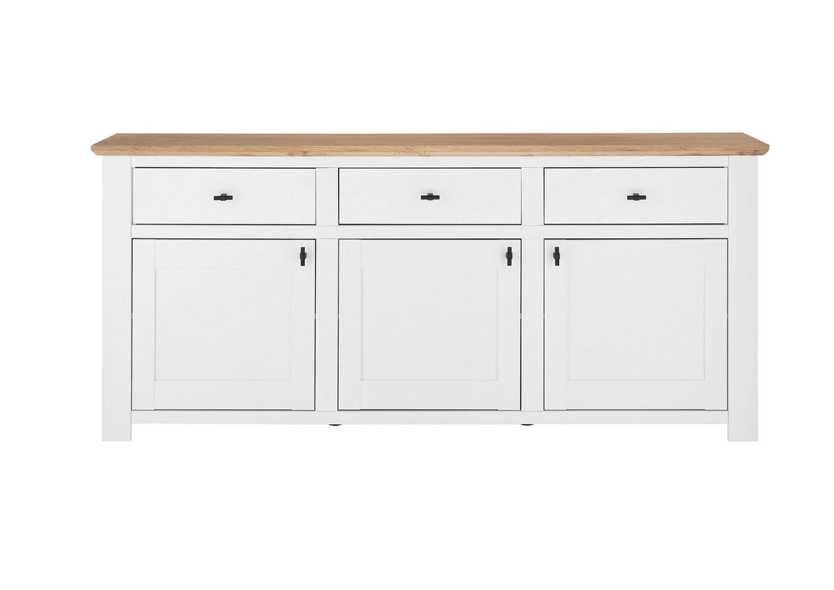 SIDEBOARD  198/88/45 cm 3 Schublade(n)  - Eichefarben/Eiche Wotan, Design, Holzwerkstoff/Metall (198/88/45cm) - MID.YOU