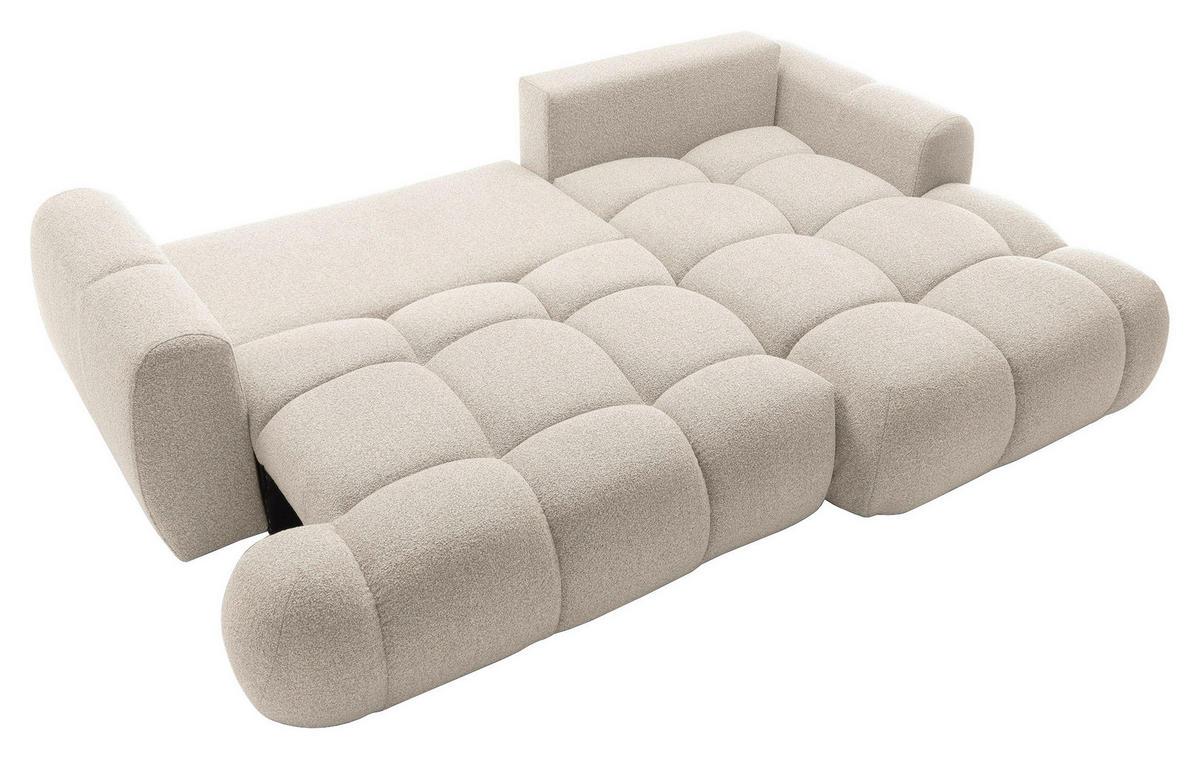 ECKSOFA Creme Struktur  - Creme/Schwarz, KONVENTIONELL, Kunststoff/Textil (272/172cm) - Carryhome