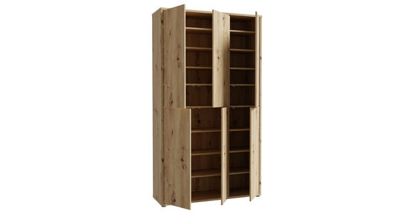 SCHUHSCHRANK 110/192/35 cm - Eiche Artisan/Grau, Basics, Holzwerkstoff/Kunststoff (110/192/35cm) - Xora