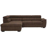 ECKSOFA Dunkelbraun Lederlook  - Dunkelbraun/Schwarz, Design, Kunststoff/Textil (230/263cm) - Hom`in