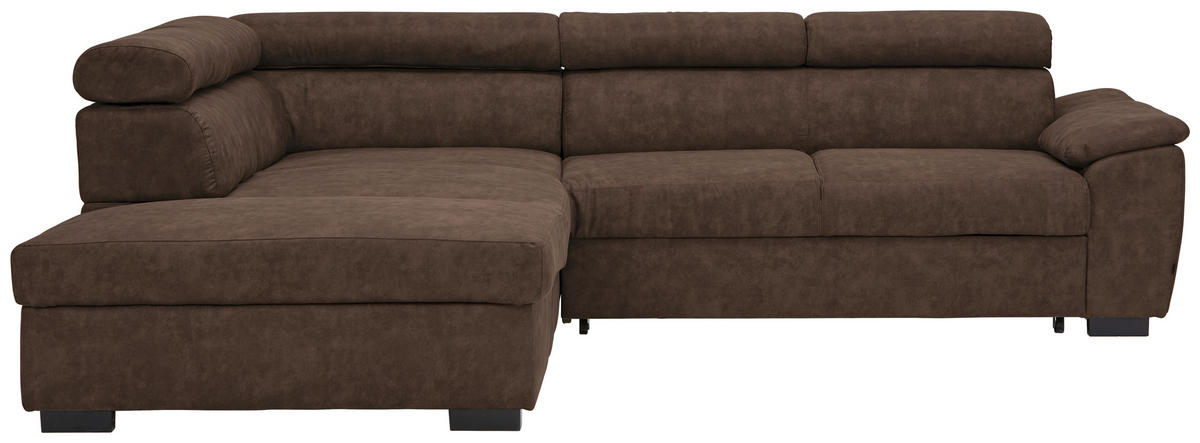 ECKSOFA Dunkelbraun Lederlook  - Dunkelbraun/Schwarz, Design, Kunststoff/Textil (230/263cm) - Hom`in