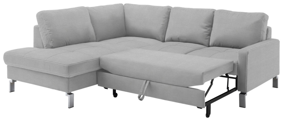 ECKSOFA in Mikrofaser Hellgrau  200/229 cm  - Chromfarben/Beige, Design, Textil/Metall (200/229cm) - Pure Home Lifestyle