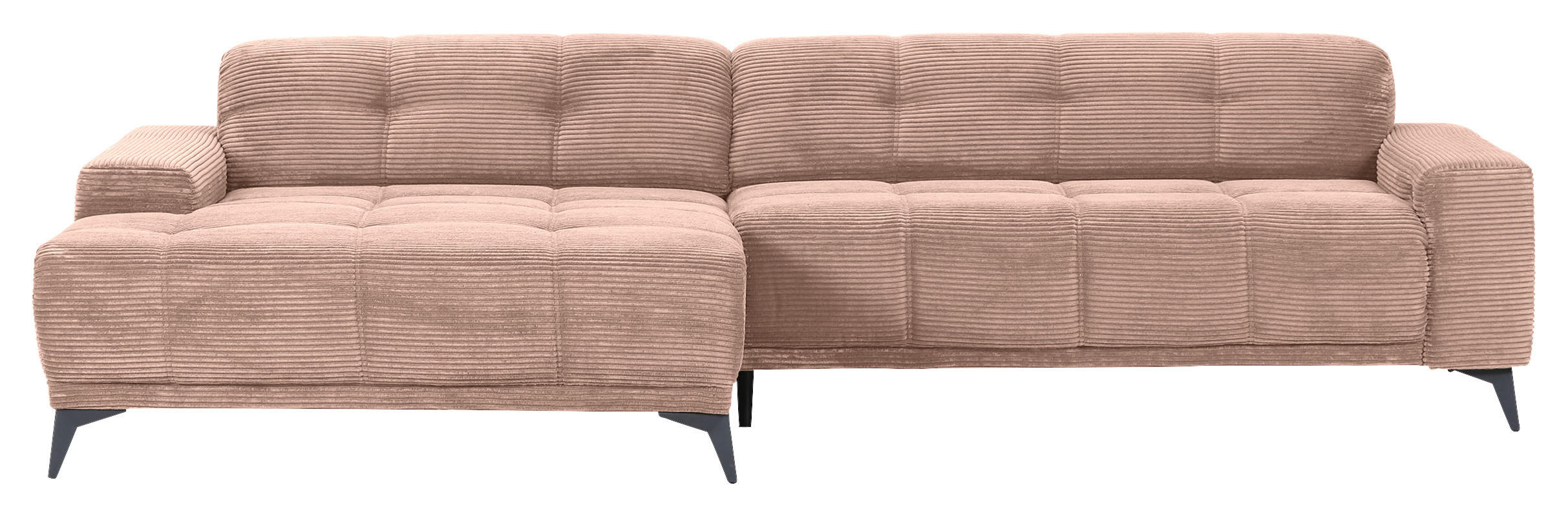 ECKSOFA in Cord Altrosa  165/295 cm  - Schwarz/Altrosa, KONVENTIONELL, Textil/Metall (165/295cm) - Carryhome