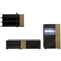 WOHNWAND  in Anthrazit, Wildeiche 314/211/45 cm  - Wildeiche/Anthrazit, Design, Glas/Holz (314/211/45cm) - Moderano