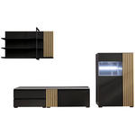 WOHNWAND  in Anthrazit, Wildeiche  314/211/45 cm  - Wildeiche/Anthrazit, Design, Glas/Holz (314/211/45cm) - Moderano
