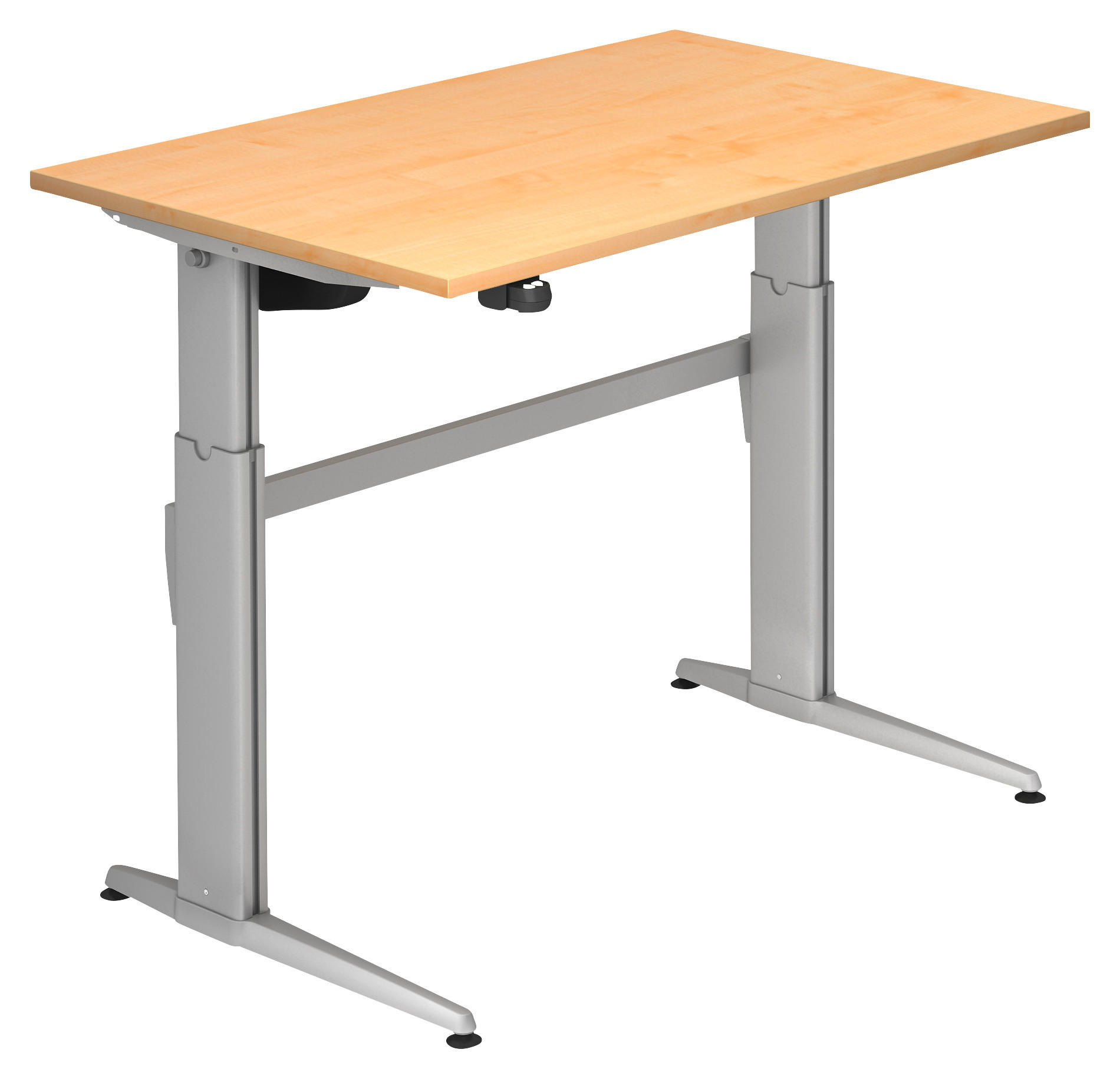 SCHREIBTISCH höhenverstellbar  - Silberfarben/Ahornfarben, KONVENTIONELL, Holzwerkstoff/Metall (120/80/72-119cm) - Venda