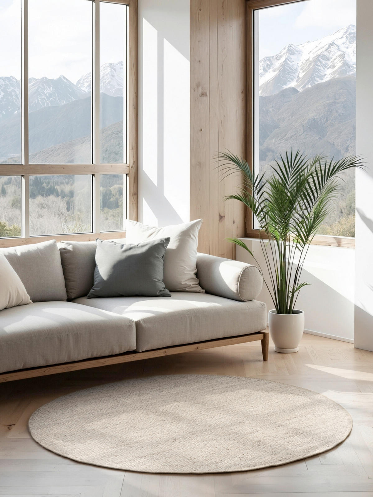 JUTETEPPICH 200 cm Bouclé Weiß rund  - Weiß, KONVENTIONELL, Textil (200cm) - Hanse Home