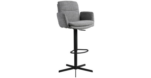 BARHOCKER Webstoff Grau Eisen Sitzfläche 360° drehbar  - Schwarz/Grau, Design, Textil/Metall (55/92-117/54cm) - Novel