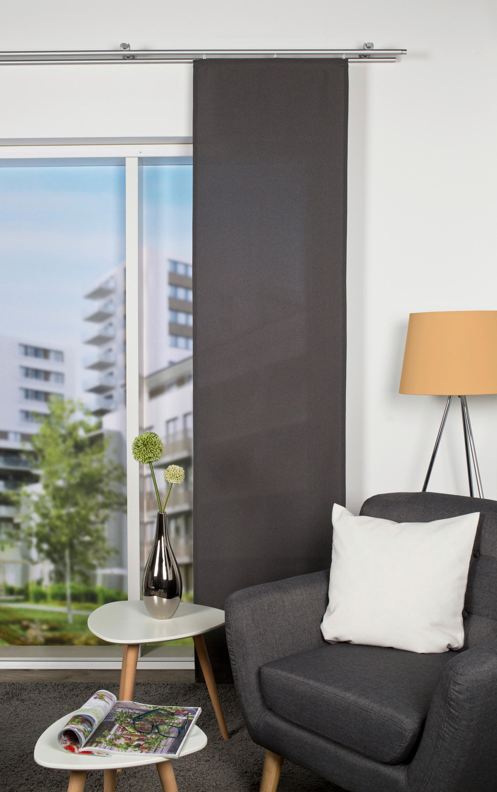 FLÄCHENVORHANG   blickdicht   60/245 cm  - Anthrazit, Design, Textil (60/245cm)