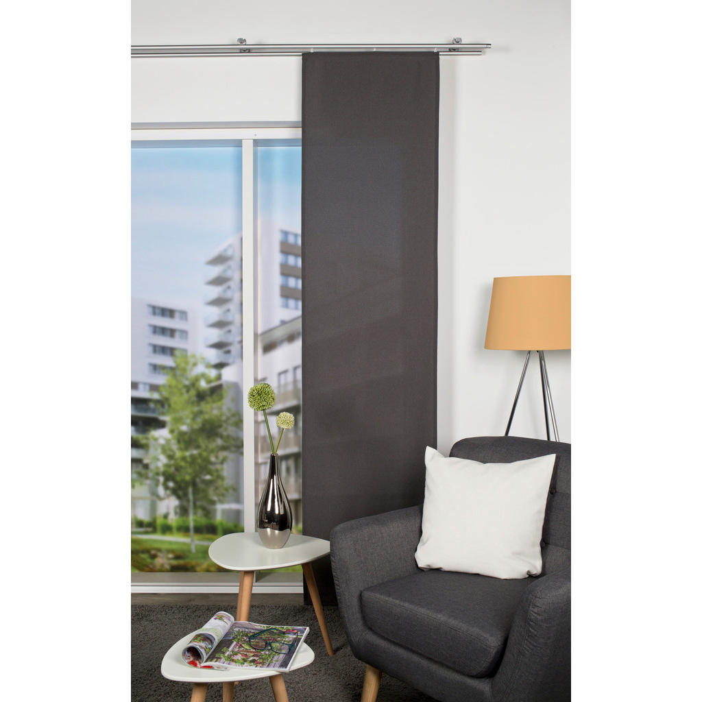 Thumbnail - Flächenvorhang Oxford, Anthrazit, Textil, Uni, 60x245 cm, mit Beschwerungsstab, Wohntextilien, Gardinen & Vorhänge, Schi...