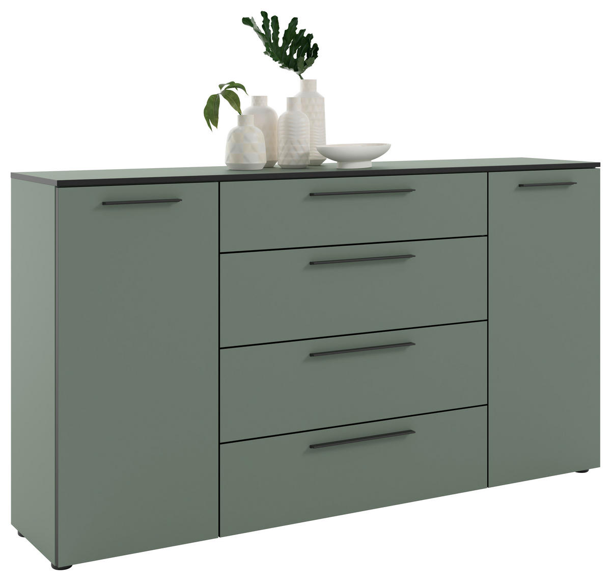 SIDEBOARD Soul  in 180/99,8/40 cm  - Schilfgrün/Schwarz, MODERN, Holzwerkstoff/Kunststoff (180/99,8/40cm)