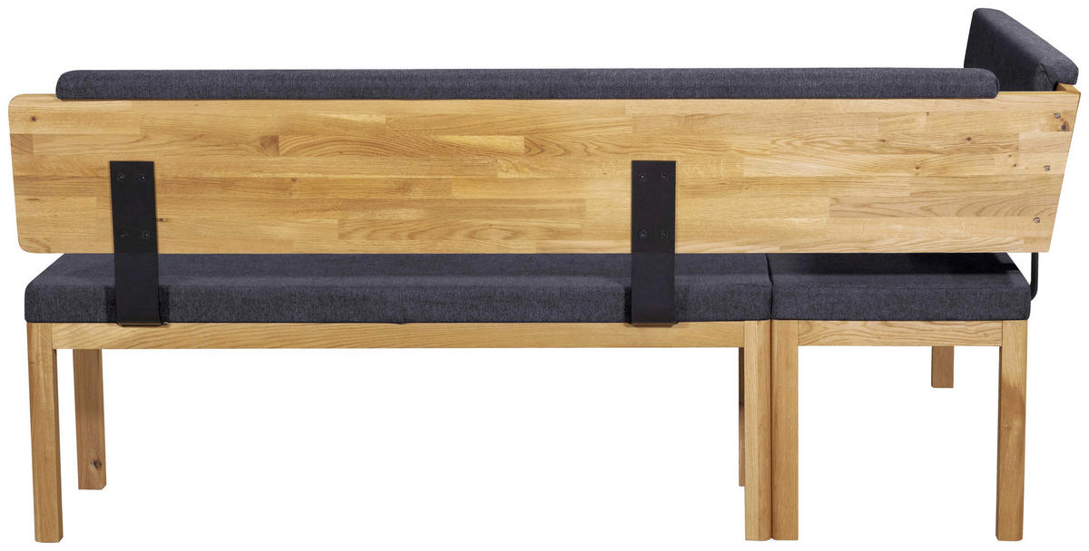 ECKBANK 171/248 cm Webstoff Blau, Eichefarben Eiche vollmassiv   - Blau/Eichefarben, KONVENTIONELL, Holz/Textil (171/248cm) - Linea Natura