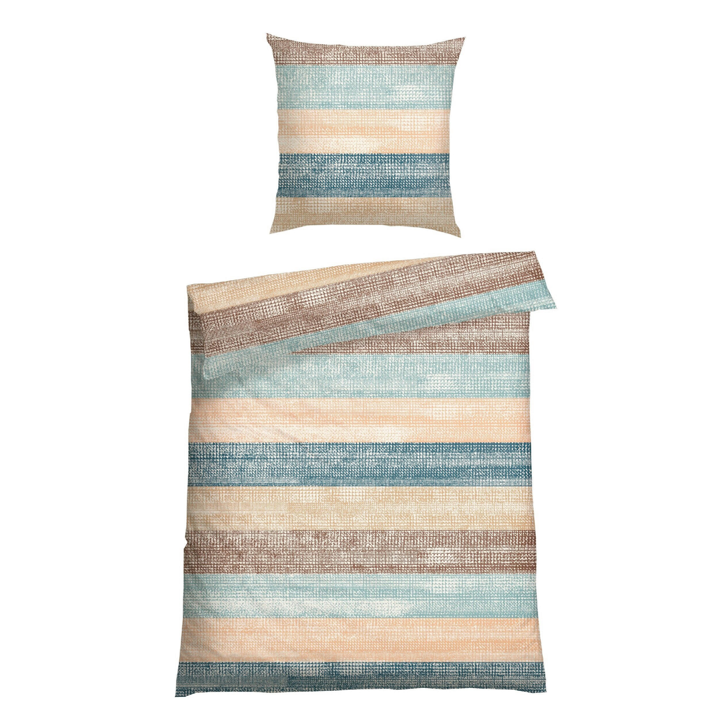 BETTWÄSCHE 2-teilig EMILIA Renforcé 135/200 cm  - Petrol, Basics, Textil (135/200cm)