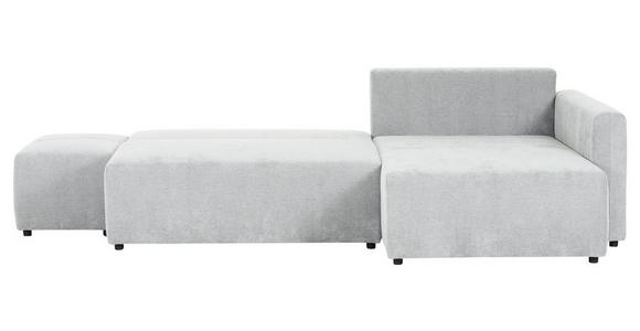 ECKSOFA in Flachgewebe Hellgrau - Hellgrau/Schwarz, KONVENTIONELL, Kunststoff/Textil (295/200cm) - Carryhome