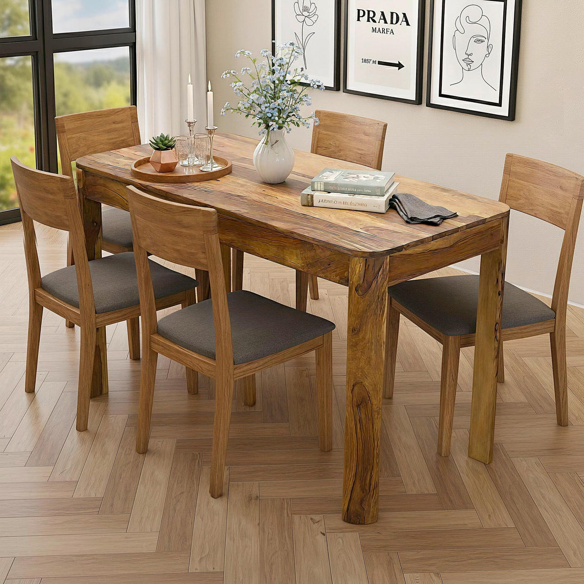 ESSTISCH 120/60/76 cm Echtholz  Holz rechteckig Braun  - Braun, Design, Holz (120/60/76cm) - MID.YOU