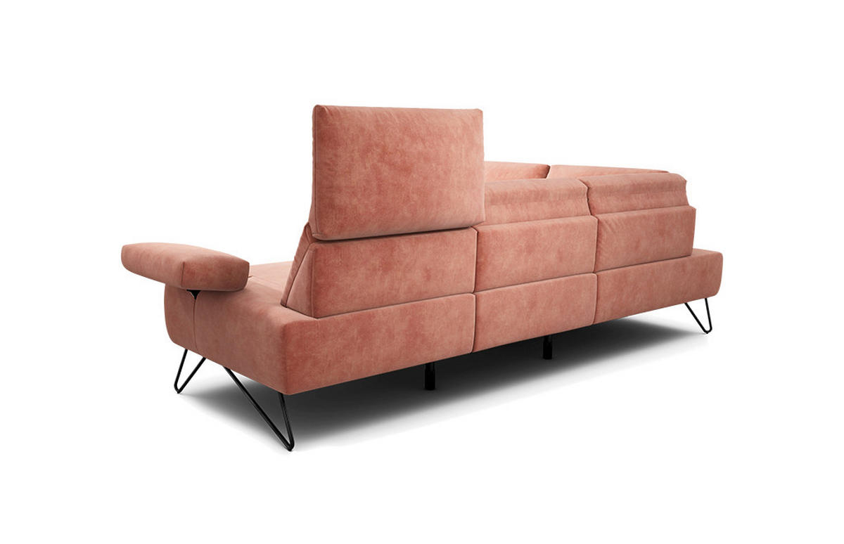 ECKSOFA Cosy Rosa Samt  - Schwarz/Rosa, Design, Textil/Metall (193/248-263cm) - SENSOO