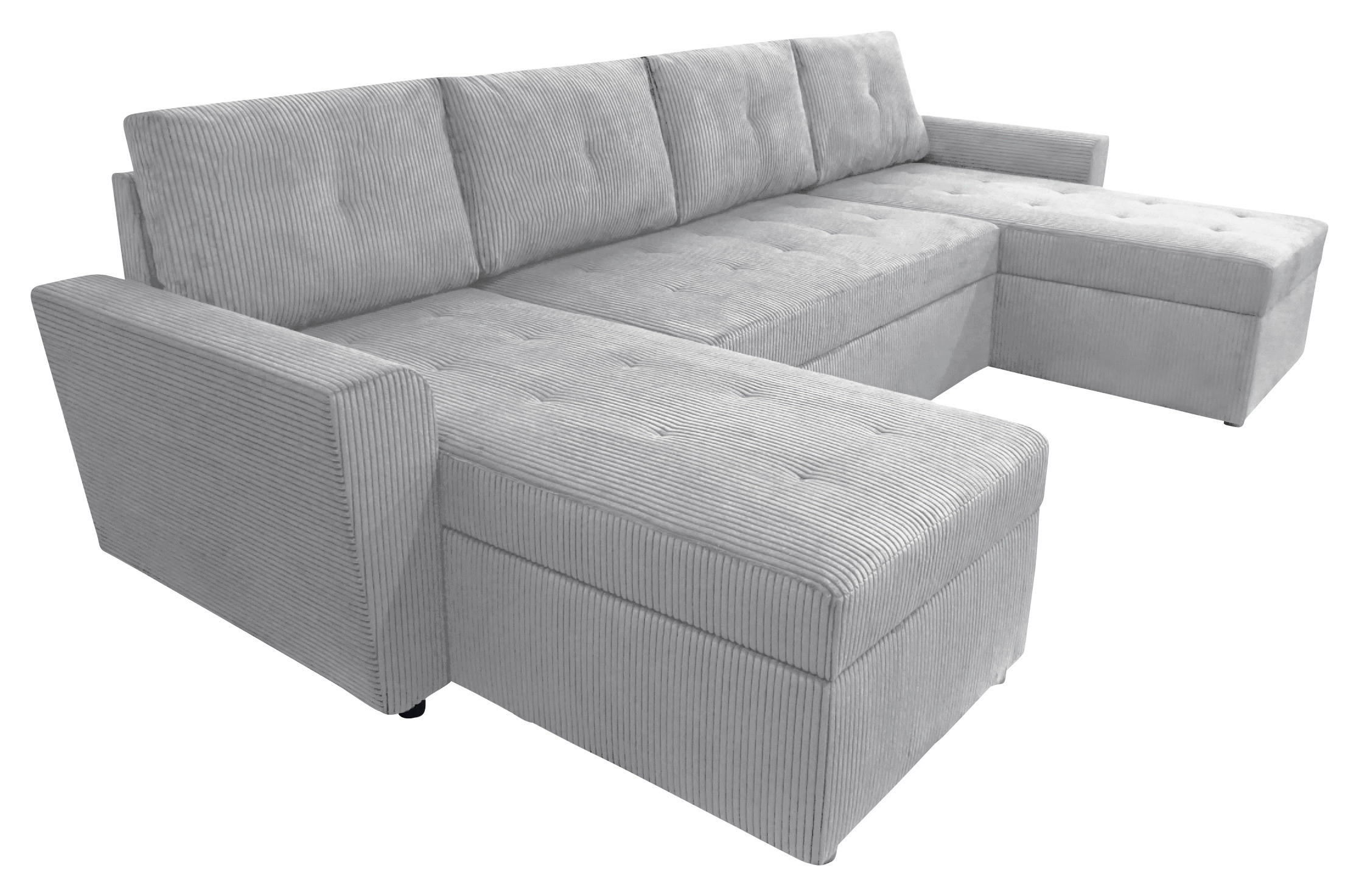 WOHNLANDSCHAFT in Cord Hellgrau  - Hellgrau/Schwarz, Design, Kunststoff/Textil (155/294/155cm) - MID.YOU