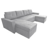 WOHNLANDSCHAFT in Cord Hellgrau  - Hellgrau/Schwarz, Design, Kunststoff/Textil (155/294/155cm) - MID.YOU