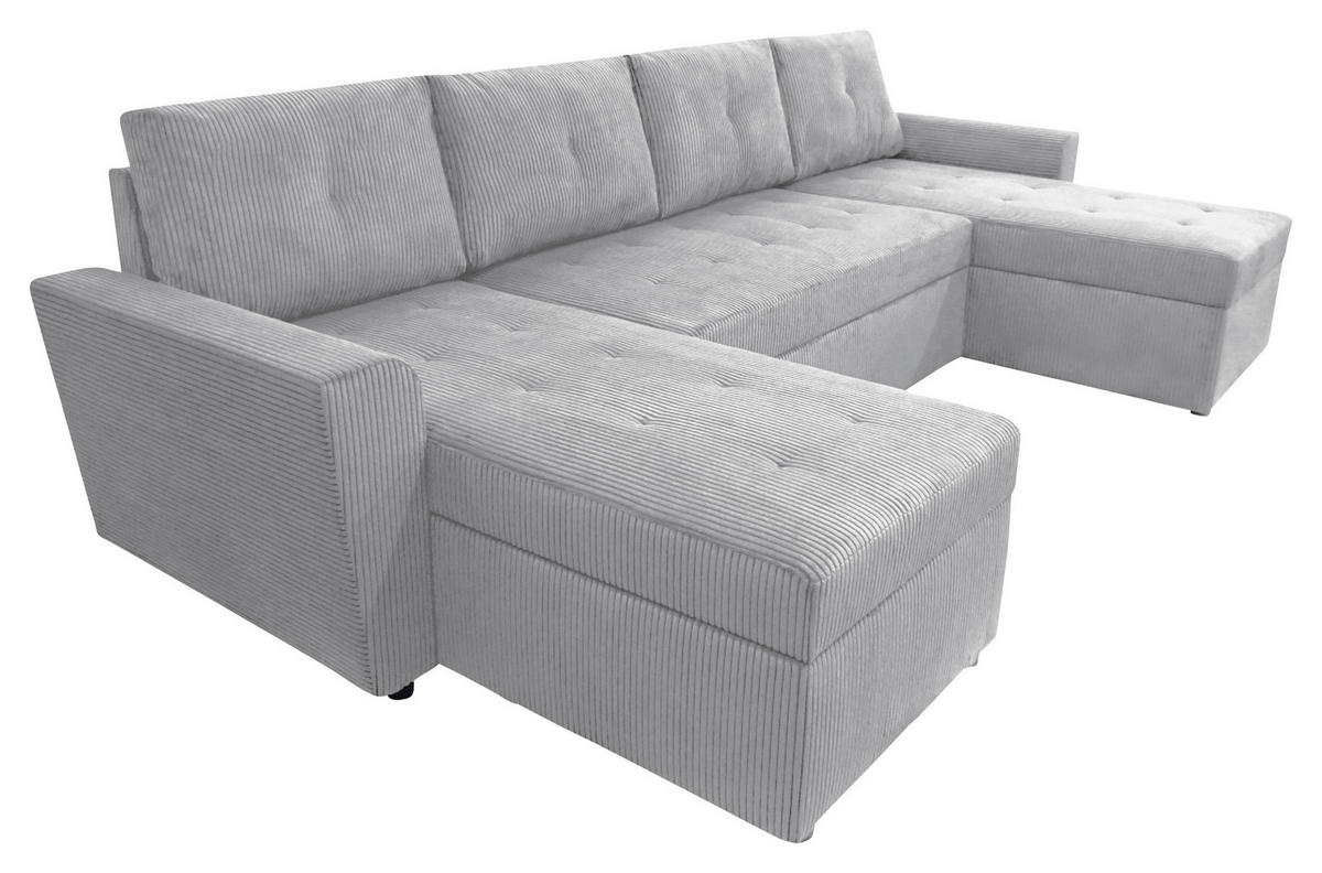 WOHNLANDSCHAFT in Cord Hellgrau  - Hellgrau/Schwarz, Design, Kunststoff/Textil (155/294/155cm) - MID.YOU