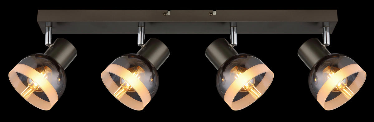STRAHLER Kairo 56/10/14 cm  - Chromfarben/Schwarzchrom, Design, Glas/Metall (56/10/14cm) - Globo