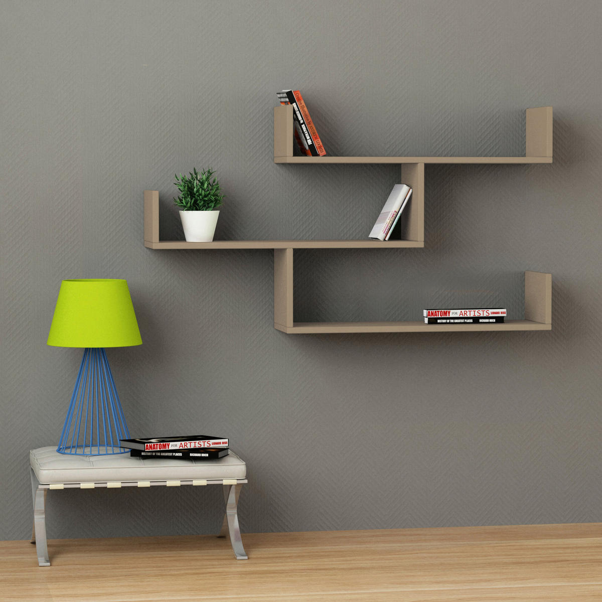 WANDREGAL 120/67/22 cm  - Beige, Design, Holzwerkstoff (120/67/22cm) - Livetastic
