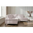 ECKSOFA inkl. Funktionen Creme Velours Bettkasten, Sitzvorzug  - Creme/Schwarz, KONVENTIONELL, Textil/Metall (253/206cm) - Venda